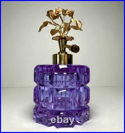 Vintage Irice Alexandrite Cut Glass Atomizer Perfume Bottle Neodymium Gold Roses