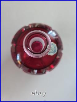 Vintage Irice Cut Glass Perfume Bottle Red & Clear Irving W Rice Co Vintage Irice Cut Glass Perfume Bottle Red & Clear Irving W Rice Co