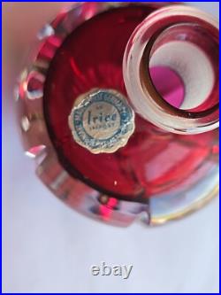 Vintage Irice Cut Glass Perfume Bottle Red & Clear Irving W Rice Co Vintage Irice Cut Glass Perfume Bottle Red & Clear Irving W Rice Co