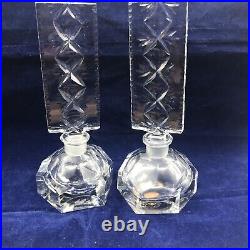 Vintage Irice Cut glass perfume bottle with stopper Set Of 2