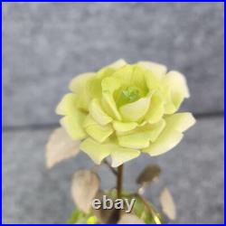 Vintage Irice Green Cut Glass Crystal Gold Rose Perfume Bottle Leaves Flowers