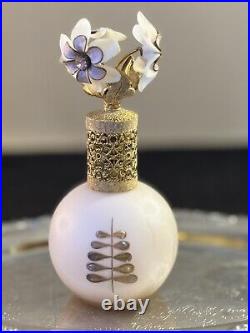 Vintage Irice Irving W Rice Perfume Bottle with Floral Top West Germany