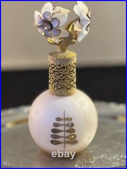 Vintage Irice Irving W Rice Perfume Bottle with Floral Top West Germany