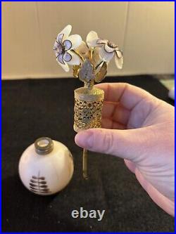 Vintage Irice Irving W Rice Perfume Bottle with Floral Top West Germany