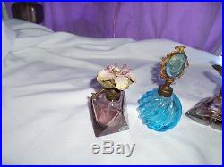 Vintage Irice Large Beaded Flower Amethyst Atomizer Perfume Bottles Japan And