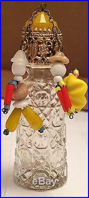 Vintage Irice Little Dram Czechoslovakian Perfume Bottle With Beaded Dolls