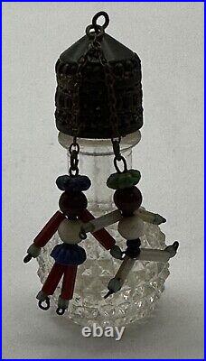 Vintage Irice Perfume Bottle Boy & Girl Dangles Czech 1930's