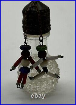 Vintage Irice Perfume Bottle Boy & Girl Dangles Czech 1930's