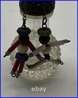 Vintage Irice Perfume Bottle Boy & Girl Dangles Czech 1930's