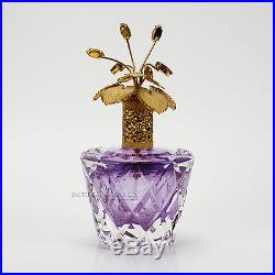 Vintage Irice Perfume Bottle Purple Cut Glass Amethyst Rhinestone Jeweled Large