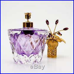 Vintage Irice Perfume Bottle Purple Cut Glass Amethyst Rhinestone Jeweled Large