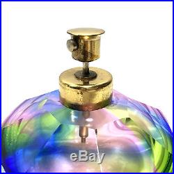 Vintage Irice Rainbow Crystal Perfume Bottle + Rhinestone & Gold Filigree Flower