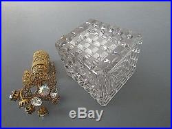 Vintage Irice Sparkly Rhinestone Filigree Top Crystal Atomizer Perfume Bottle