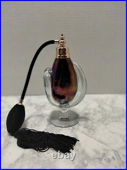 Vintage Irredescent Hand Blown Glass Perfume Atomizer Bottle