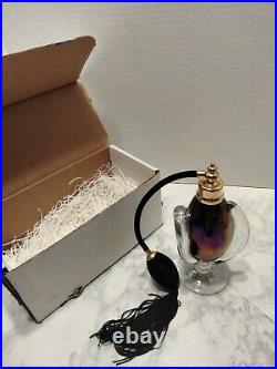 Vintage Irredescent Hand Blown Glass Perfume Atomizer Bottle