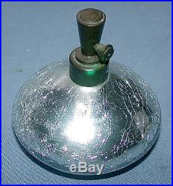 Vintage Irving W Rice Silver Crackle Glass Perfume Atomizer Bottle