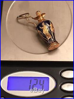 Vintage Italian 18k Solid Gold Perfume Bottle Enamel Charm 12.4 Grams
