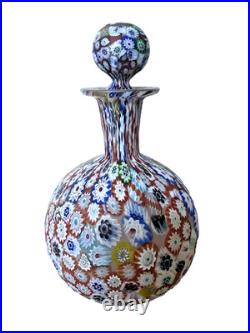 Vintage Italian Murano Millefiori Perfume Bottle with Original Stopper