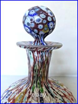 Vintage Italian Murano Millefiori Perfume Bottle with Original Stopper