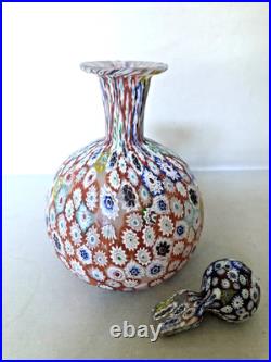 Vintage Italian Murano Millefiori Perfume Bottle with Original Stopper