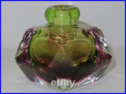 Vintage Italian Murano Rainbow Watermelon Glass Art Perfume Bottle Sommerso