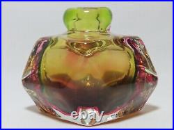 Vintage Italian Murano Rainbow Watermelon Glass Art Perfume Bottle Sommerso