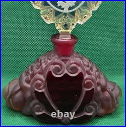 Vintage J. Pesnicak Czech Republic Glass Perfume Bottle Frosted Ruby Base 8.5