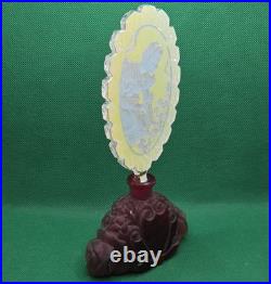 Vintage J. Pesnicak Czech Republic Glass Perfume Bottle Frosted Ruby Base 8.5