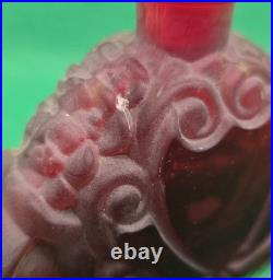 Vintage J. Pesnicak Czech Republic Glass Perfume Bottle Frosted Ruby Base 8.5