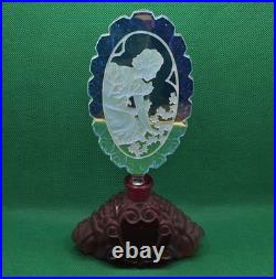 Vintage J. Pesnicak Czech Republic Glass Perfume Bottle Frosted Ruby Base 8.5