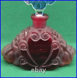 Vintage J. Pesnicak Czech Republic Glass Perfume Bottle Frosted Ruby Base 8.5