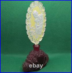 Vintage J. Pesnicak Czech Republic Glass Perfume Bottle Frosted Ruby Base 8.5