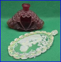 Vintage J. Pesnicak Czech Republic Glass Perfume Bottle Frosted Ruby Base 8.5
