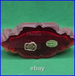 Vintage J. Pesnicak Czech Republic Glass Perfume Bottle Frosted Ruby Base 8.5