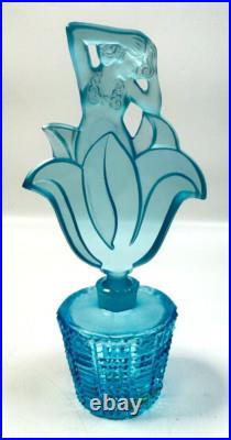 Vintage J. Pesnicak Signed Glass Perfume Woman Flower 7.5 Czech Republic, RARE