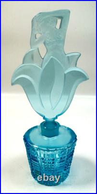 Vintage J. Pesnicak Signed Glass Perfume Woman Flower 7.5 Czech Republic, RARE