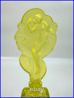 Vintage J. Pesnicak Signed Uranium Glass Perfume Bottle Women 8 Czech Republic