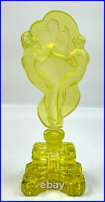 Vintage J. Pesnicak Signed Uranium Glass Perfume Bottle Women 8 Czech Republic