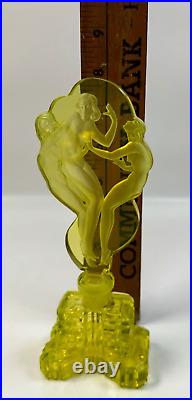 Vintage J. Pesnicak Signed Uranium Glass Perfume Bottle Women 8 Czech Republic