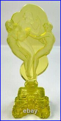 Vintage J. Pesnicak Signed Uranium Glass Perfume Bottle Women 8 Czech Republic