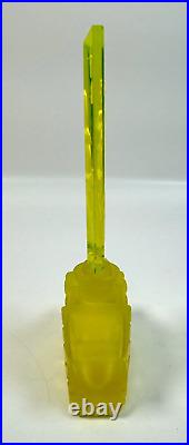 Vintage J. Pesnicak Uranium Glass Perfume Bottle Woman 6 Czech Republic, RARE