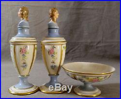 Vintage JABESON Porcelain Vanity Set Perfume Bottle Lady Figurine Bowl 1944