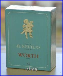 Vintage JE REVIENS by WORTH splash PURE PARFUM 1/2 oz15 ml OLD RARE SEALED