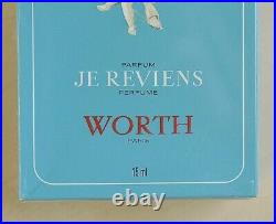 Vintage JE REVIENS by WORTH splash PURE PARFUM 1/2 oz15 ml OLD RARE SEALED