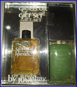 Vintage JOVAN Grass Oil for Men Aftershave Cologne 1970's 4 oz Bottle & Soap Set