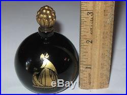 Vintage Jeanne Lanvin Perfume Bottle My Sin Black/Glass Stopper 2 OZ Empty 3 Ht