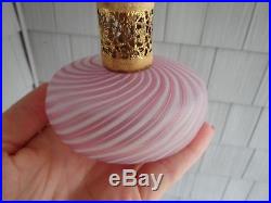 Vintage Jeweled Devilbiss Italian Pink And White Stripe Murano Perfume Bottle