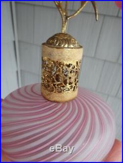 Vintage Jeweled Devilbiss Italian Pink And White Stripe Murano Perfume Bottle