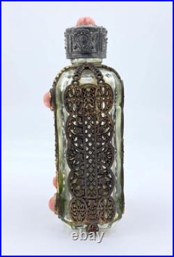 Vintage Jeweled & Filigree Perfume Bottle with Celluloid Portrait Vintage Jeweled & Filigree Perfume Bottle with Celluloid Portrait