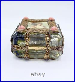 Vintage Jeweled & Filigree Perfume Bottle with Celluloid Portrait Vintage Jeweled & Filigree Perfume Bottle with Celluloid Portrait